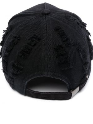 Haftowana czapka z daszkiem z przetarciami Heliot Emil czarna