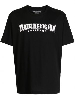 Koszulka bawełniana z nadrukiem True Religion czarna