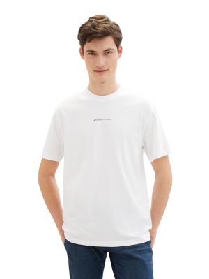 Relaxed fit marškinėliai Tom Tailor Denim balta