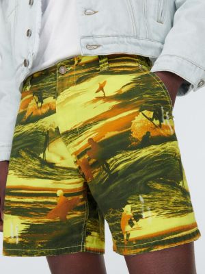 Shorts en coton à imprimé Erl jaune