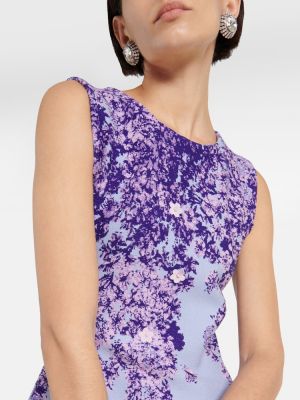 Žakárové květinové šaty Oscar De La Renta fialové