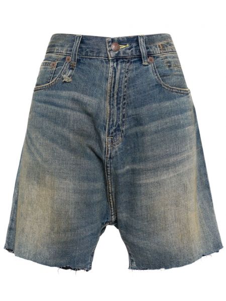 Pantaloni scurți din denim cu talie înaltă R13 albastru