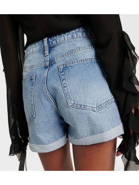 Shorts en jean taille haute Frame bleu