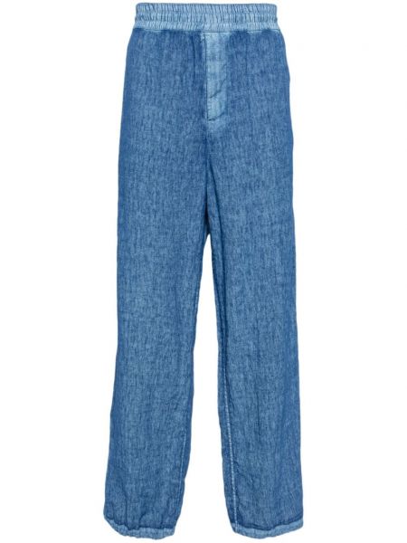 Lanene ravne hlače Burberry modra