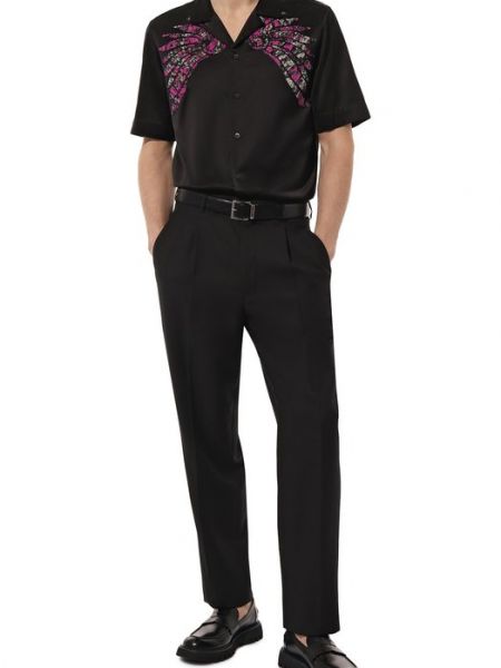 Хлопковая рубашка из вискозы Dries Van Noten черная