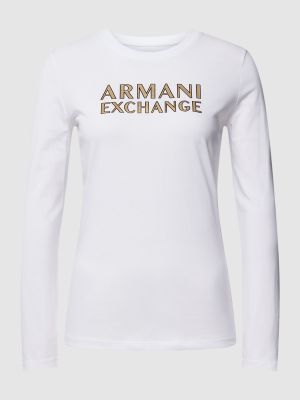 Longsleeve z nadrukiem z długim rękawem bawełniana Armani Exchange biała