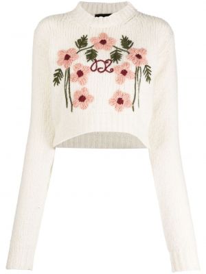 Vuneni džemper s cvjetnim printom Dsquared2 bijela