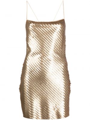 Sukienka mini z cekinami bez rękawów Suboo - złoto