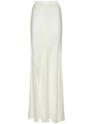 Saténové dlouhá sukně Alberta Ferretti bílé