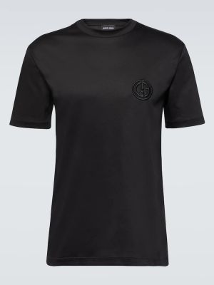 Camiseta de algodón de tela jersey Giorgio Armani negro