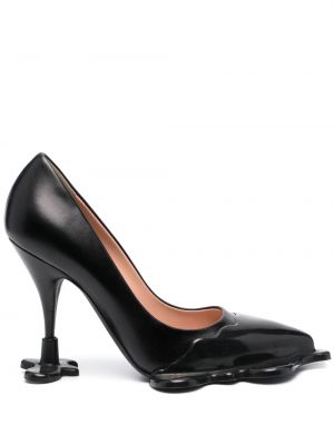 Кожени полуотворени обувки Moschino черно