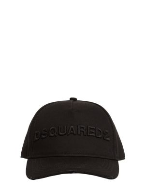 Памучна шапка с козирки бродирана Dsquared2 черно