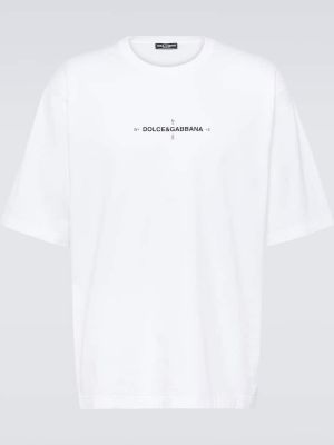 T-shirt di cotone in jersey Dolce&gabbana bianco
