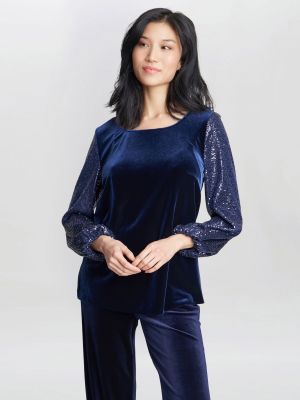 Бархатная блузка Gina Bacconi синяя