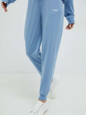 HUGO spodnie dresowe damskie kolor niebieski gładkie