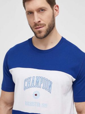 Koszulka bawełniana z nadrukiem Champion niebieska