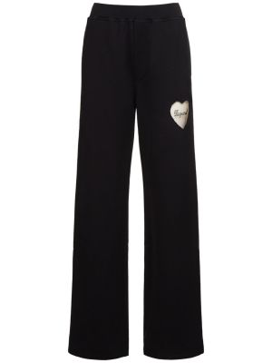 Bavlněné sportovní kalhoty se srdcovým vzorem Dsquared2 černé