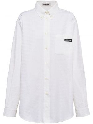Raštuota medvilninė marškiniai Miu Miu balta