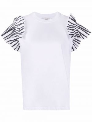 Camiseta a rayas con volantes Victoria Victoria Beckham blanco