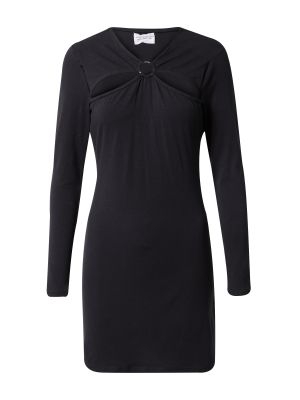 Jednofarebné bavlnené priliehavé šaty Glamorous - čierna