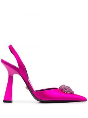Сатенени полуотворени обувки Versace розово