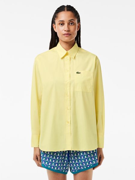 Camisa de algodón oversized Lacoste amarillo