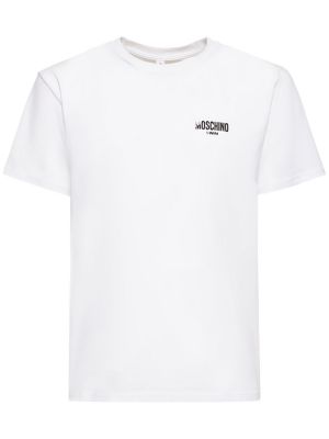 Bílé bavlněné tričko s potiskem jersey Moschino Underwear