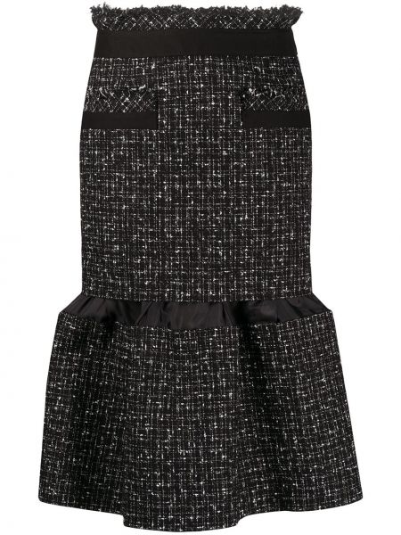 Falda de tweed Sacai negro
