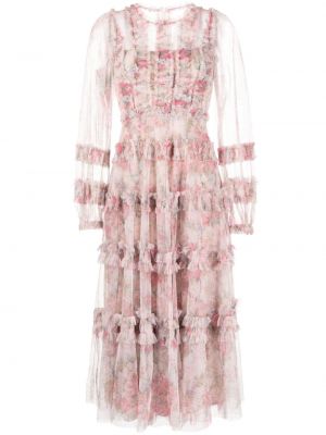 Φλοράλ κοκτέιλ φόρεμα Needle & Thread ροζ