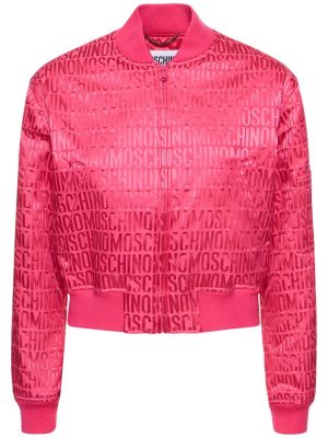 Žakárová bomber bunda z nylonu Moschino růžová