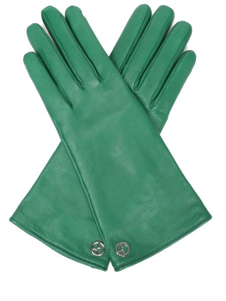 Кожаные перчатки Giorgio Armani зеленые
