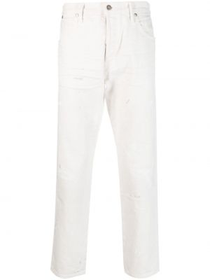 Straight fit džíny s dírami Tom Ford bílé