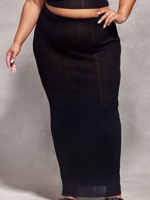 Прозрачная трикотажная длинная юбка с низкой талией Prettylittlething черная