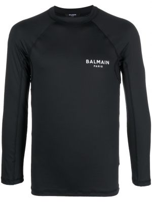 Slim fit tričko s potlačou Balmain čierna