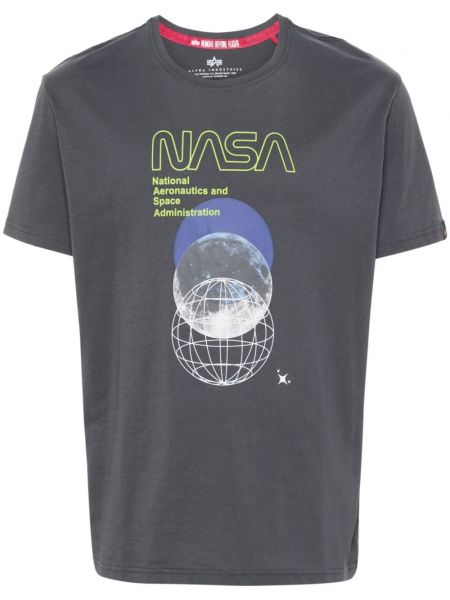 Kokvilnas t-krekls ar apdruku Alpha Industries pelēks