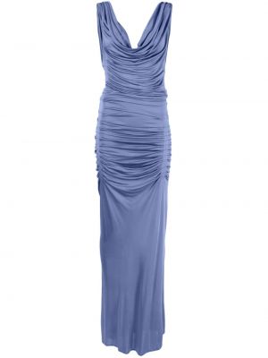 Dlouhé šaty s otevřenými zády bez rukávů na zip Gauge81 - modrá