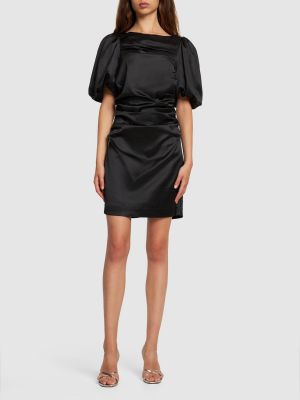 Satenska mini obleka z puhastimi rokavi Designers Remix črna