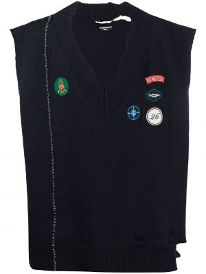 Strikket brodert vest Raf Simons blå