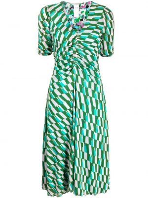 Миди рокля с v-образно деколте Dvf Diane Von Furstenberg зелено