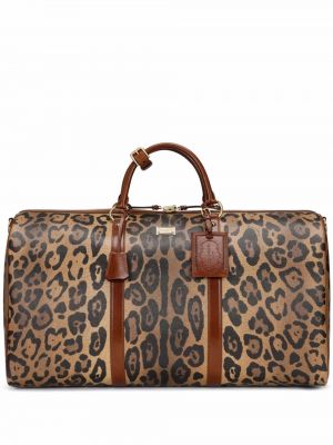 Kožená taška s potlačou s leopardím vzorom Dolce & Gabbana
