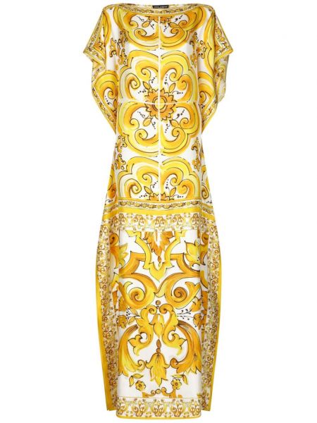 Zīda maksi kleita Dolce & Gabbana dzeltens