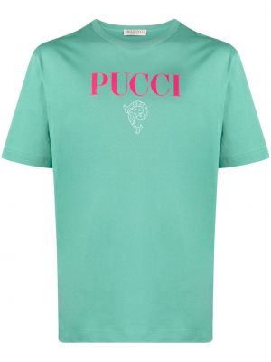 Тениска с принт с кръгло деколте Pucci зелено