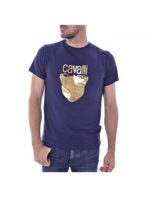 Koszulka z krótkim rękawem Roberto Cavalli niebieska