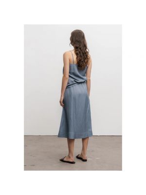 Falda midi de lino Ahlvar Gallery azul