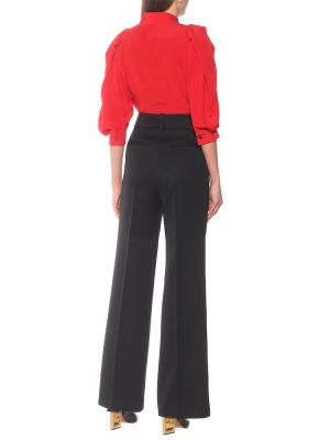 Vlněné rovné kalhoty s vysokým pasem Givenchy černé