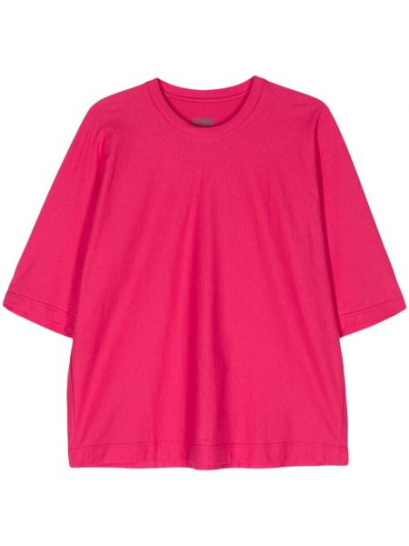 Kokvilnas t-krekls ar apaļu kakla izgriezumu Homme Plissé Issey Miyake rozā