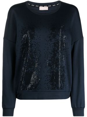 Jersey sweatshirt mit kristallen Liu Jo blau