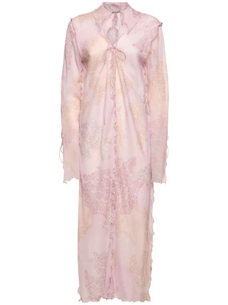 Kaftan i siden i bomull Acne Studios rosa