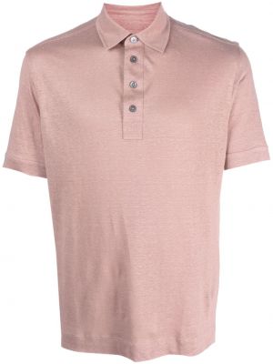 Lanena polo majica Zegna ružičasta