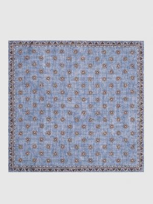 Синий двусторонний шелковый платок Brunello Cucinelli
